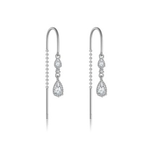 925 Sterling Silver Crystal Teardrop Threader Earrings 50500012 925 Sterling Silver Crystal Teardrop Threader Earrings 50500012