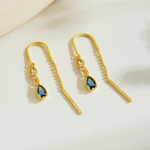 925 Sterling Silver Crystal Teardrop Threader Earrings 50500012 925 Sterling Silver Crystal Teardrop Threader Earrings 50500012