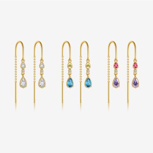 925 Sterling Silver Crystal Teardrop Threader Earrings 50500012 925 Sterling Silver Crystal Teardrop Threader Earrings 50500012