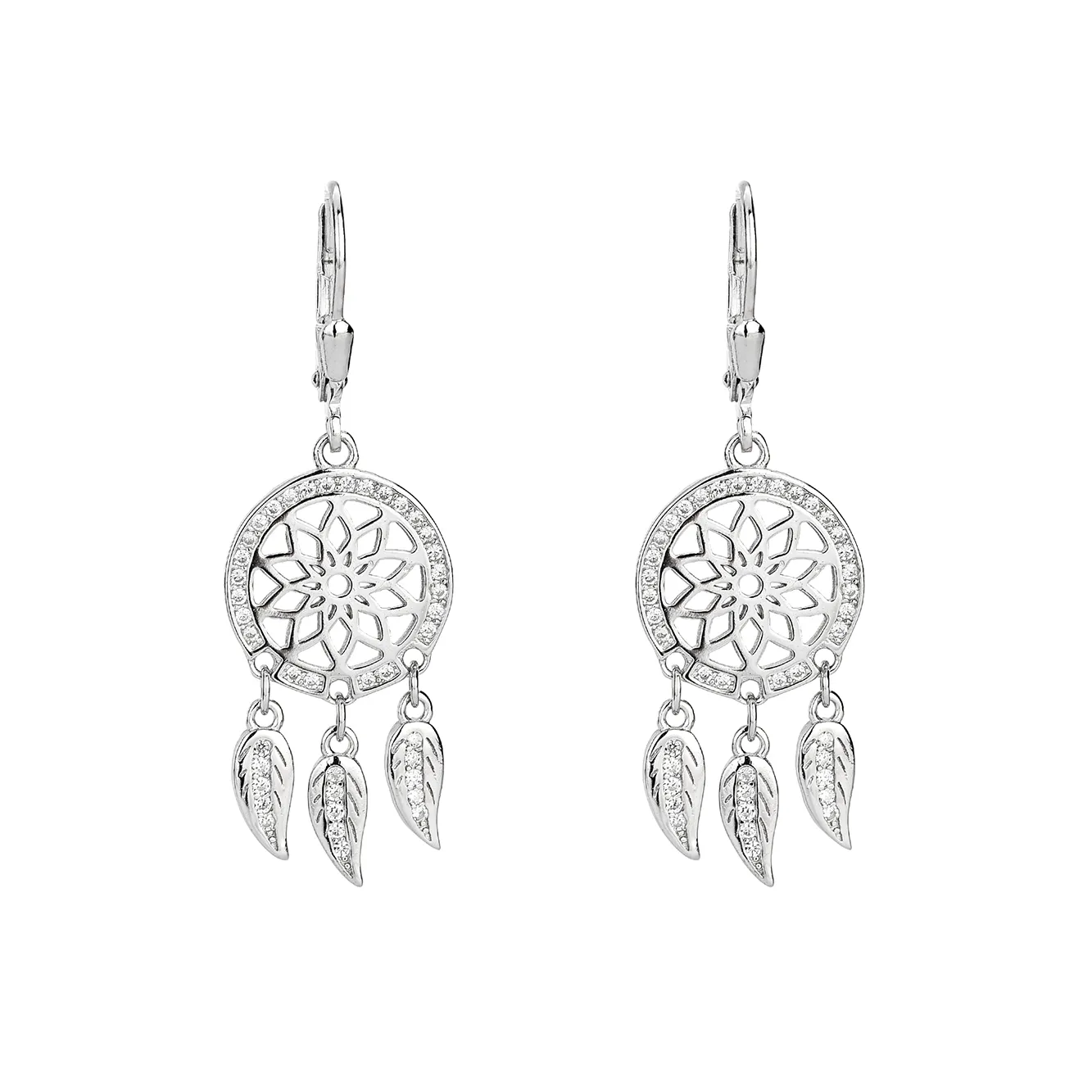 Silver Flower Leaf Level Back Earring 50600001