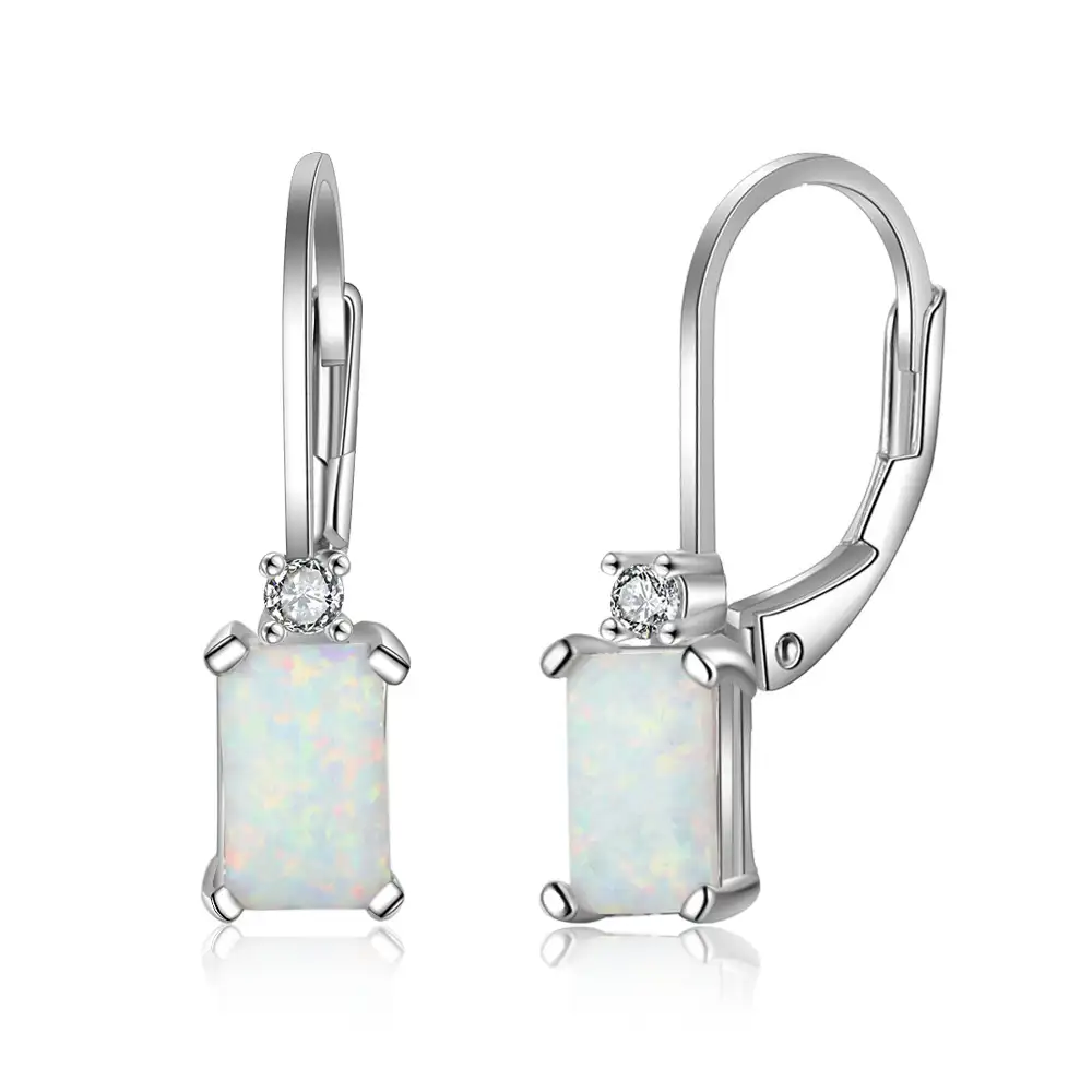 Rectangle Opal Lever Back Earring 50600002