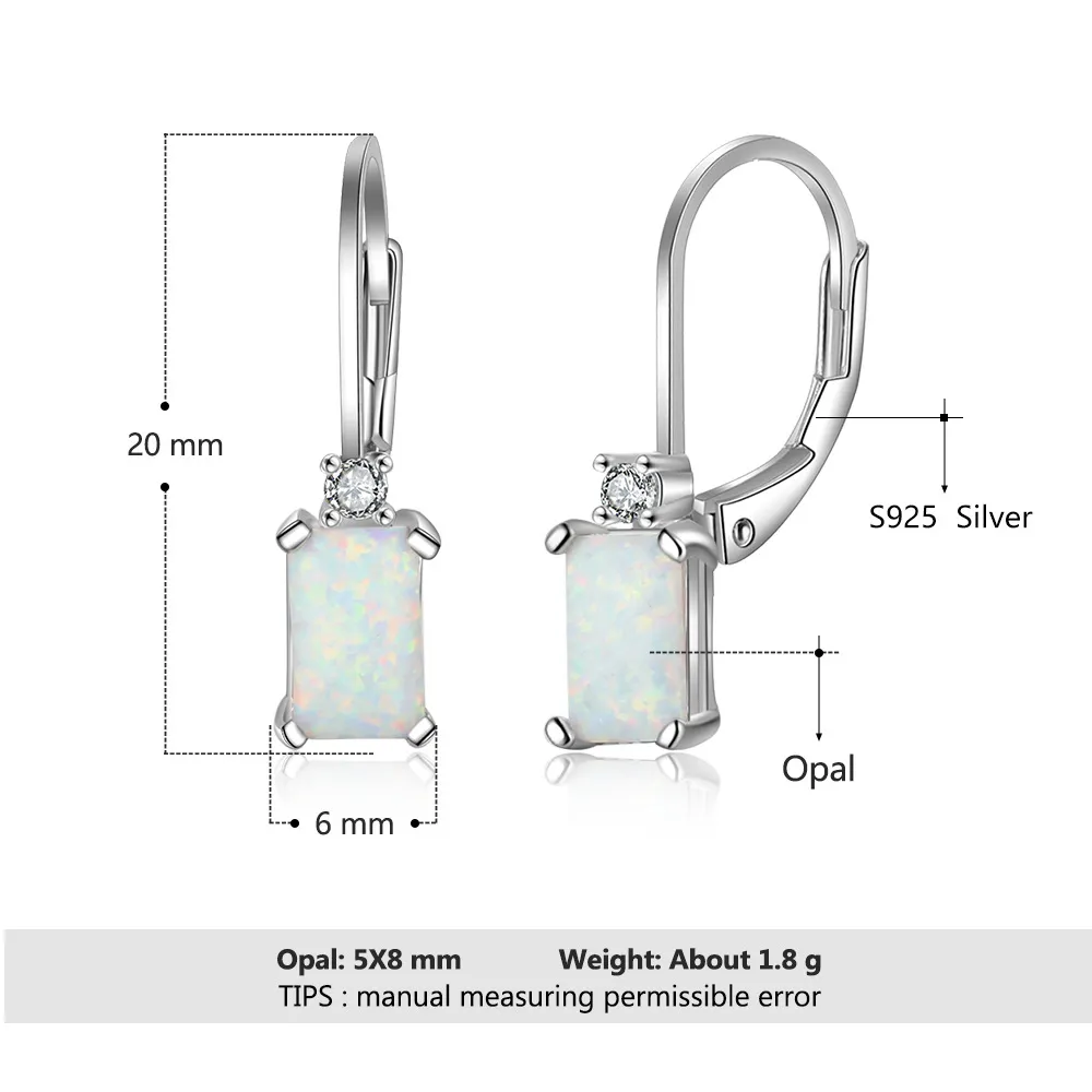 Rectangle Opal Lever Back Earring 50600002 - image2