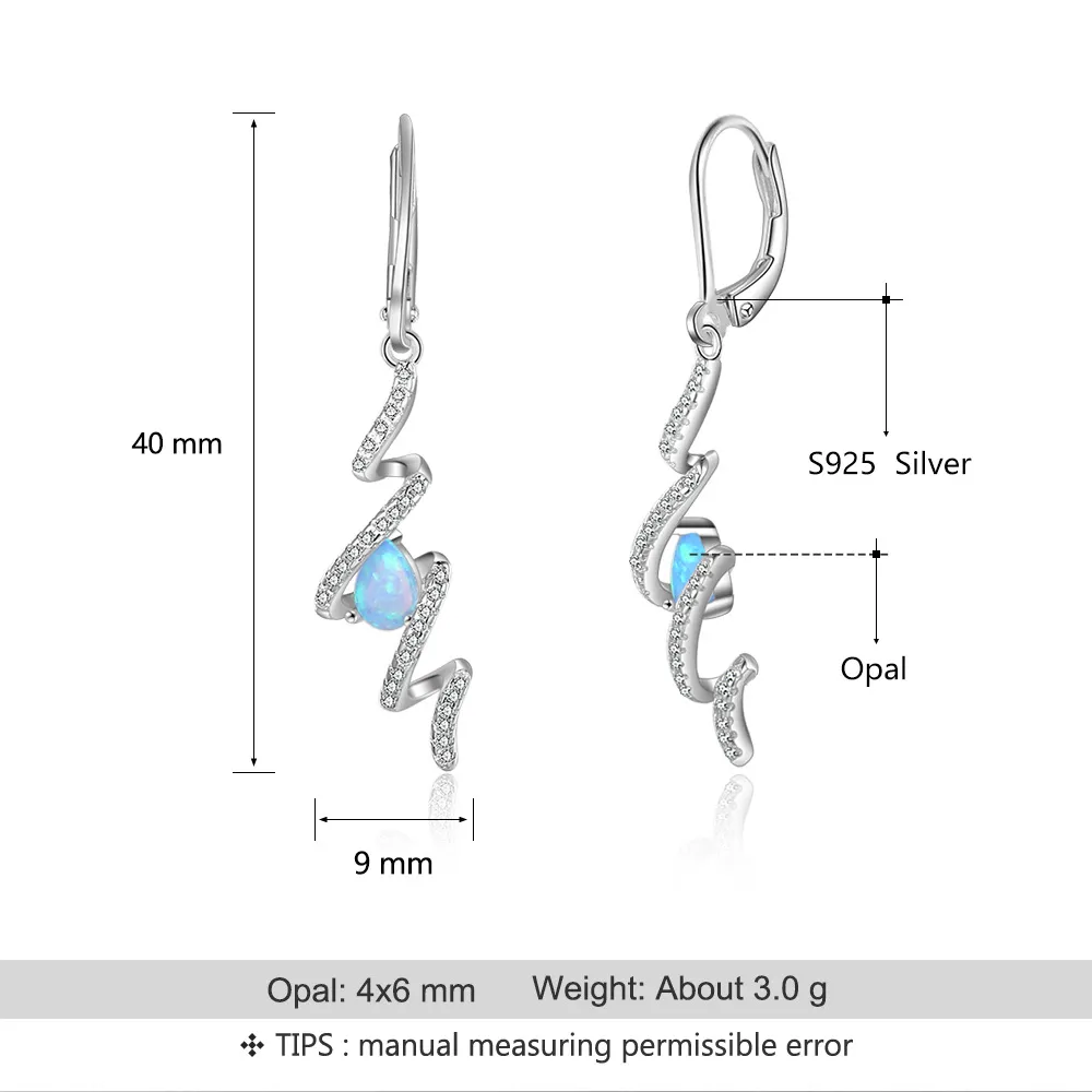 Zirconia Blue Opal Lever Back Earring 50600004 - image2
