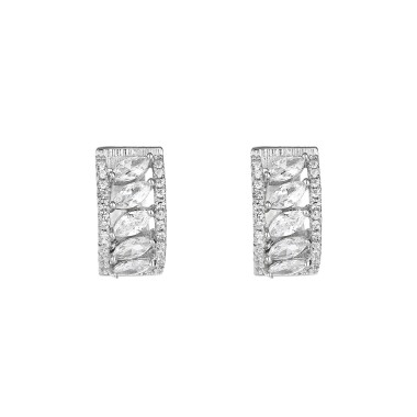 Silver Cubic Zirconia Huggie Earring 60200003