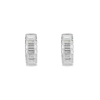 Silver Cubic Zirconia Huggie Earring 60200005