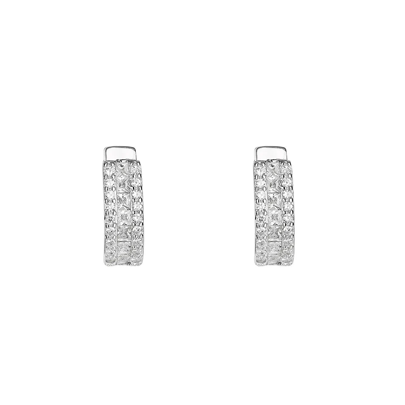 Silver Cubic Zirconia Huggie Earring 60200009