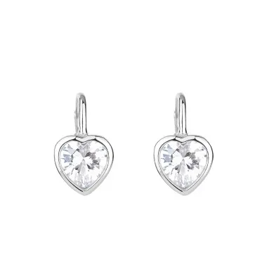 Silver Cubic Zirconia Heart Huggie Earring 60200010