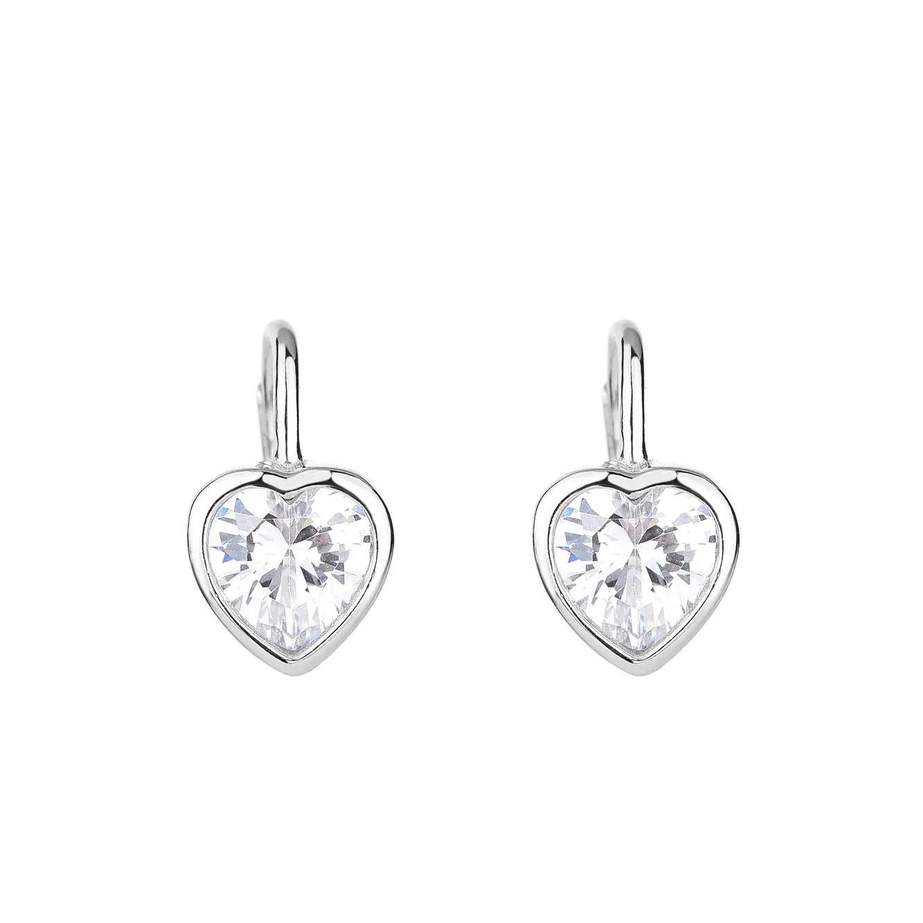 Silver Cubic Zirconia Heart Huggie Earring 60200010