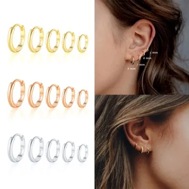 1pcs 5/6/7/8/9mm Silver Hoop Earring 60200018