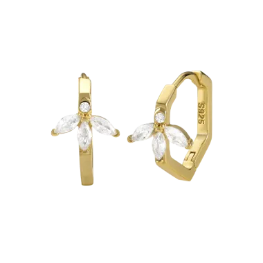 Silver Cubic Zirconia Flower Hoop Earring 60200024