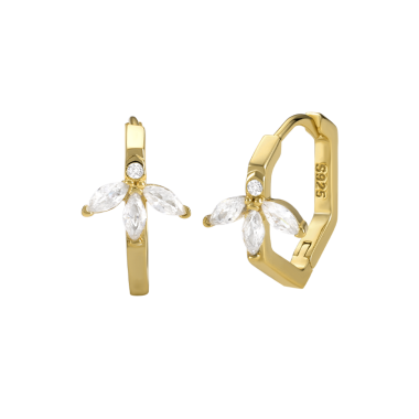 Silver Cubic Zirconia Flower Hoop Earring 60200024
