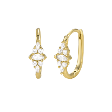 Silver Cubic Zirconia Flower Hoop Earring 60200025