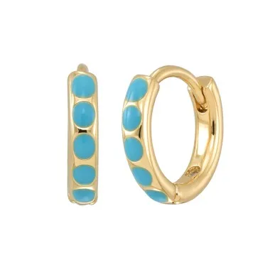 9mm Turquoise Enamel Silver Sterling Hoop Earring 60200031