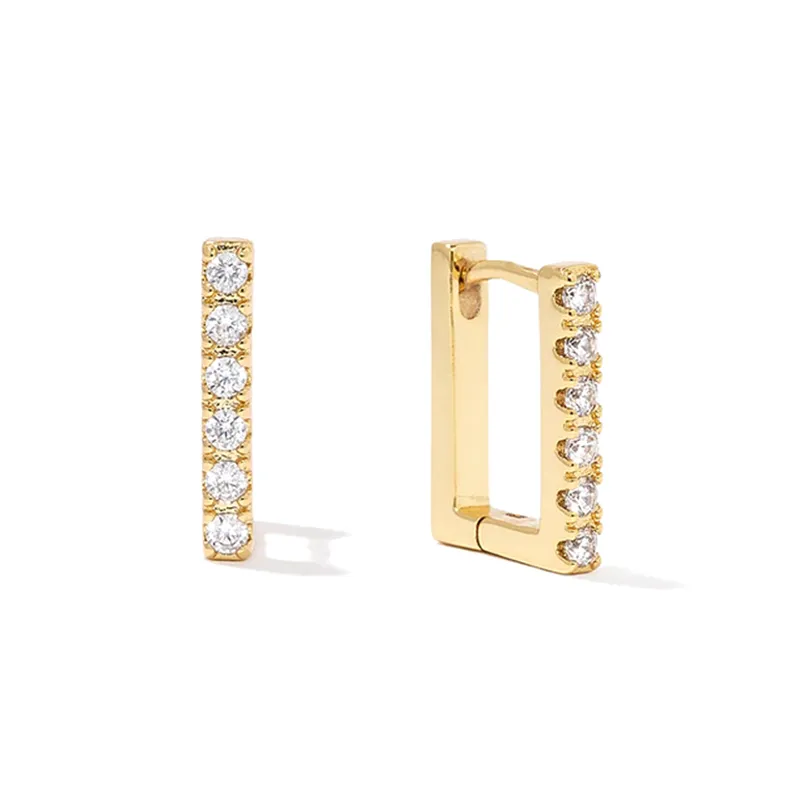 925 Sterling Silver Square Zirconia Stud Earring 60200034