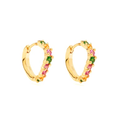925 Sterling Silver Colored Zirconia Hoop Earring 60200036