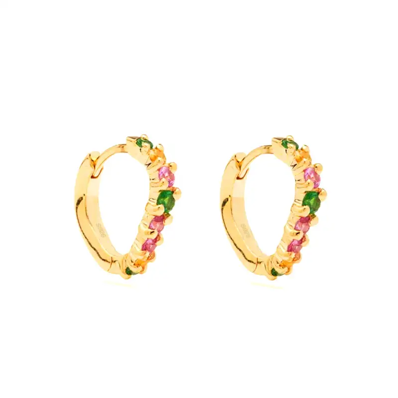 925 Sterling Silver Colored Zirconia Hoop Earring 60200036