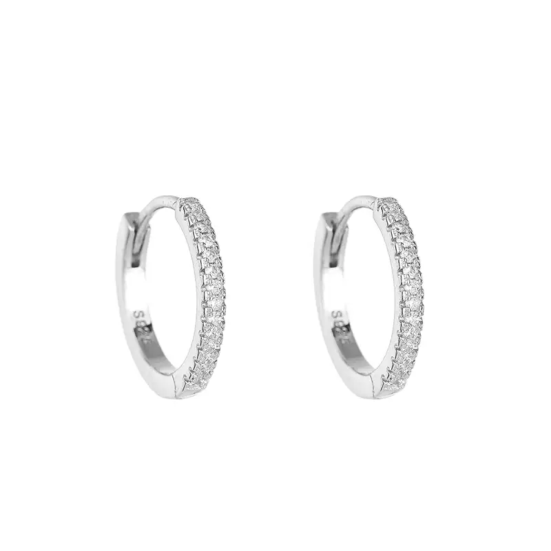 11mm Silver Zirconia Hoop Earrings 60200044