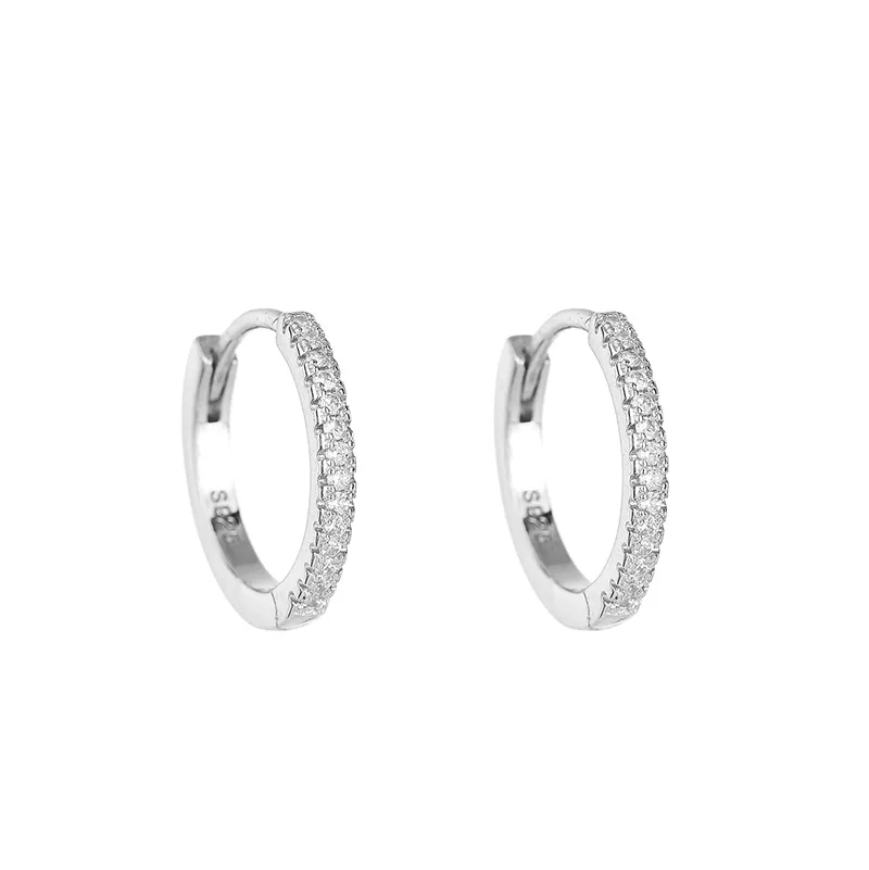 11mm Silver Zirconia Hoop Earrings 60200044