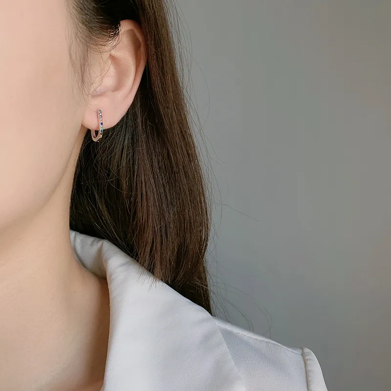 Rainbow Zirconia U Shape Hoop Earrings 60200050 - image2