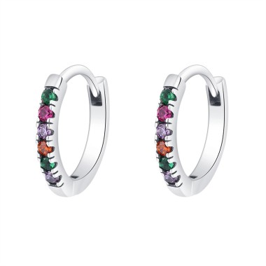 Sterling Silver Rainbow Zirconia Hoop Earrings 60200051