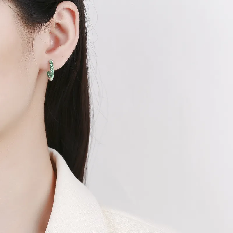 Vintage Full Zirconia C Shape Hoop Earrings 60200052 - image2
