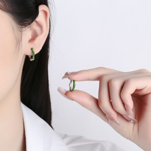 Vintage Enamle Bamboo Joint Hoop Earrings 60200054