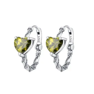 Vintage Olivine Flower Zirconia Hoop Earrings 60200057