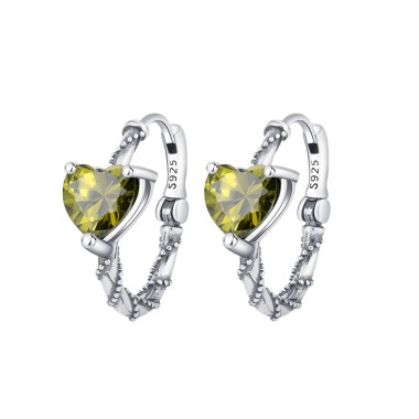 Vintage Olivine Flower Zirconia Hoop Earrings 60200057
