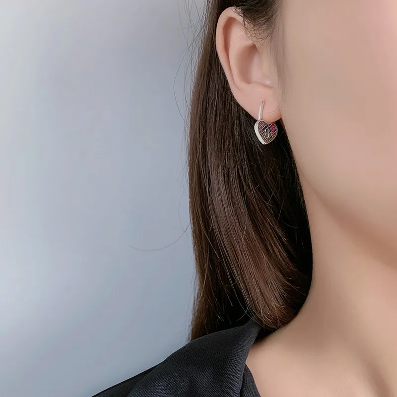 Vintage Zirconia Heart Hoop Earrings 60200059 - image2