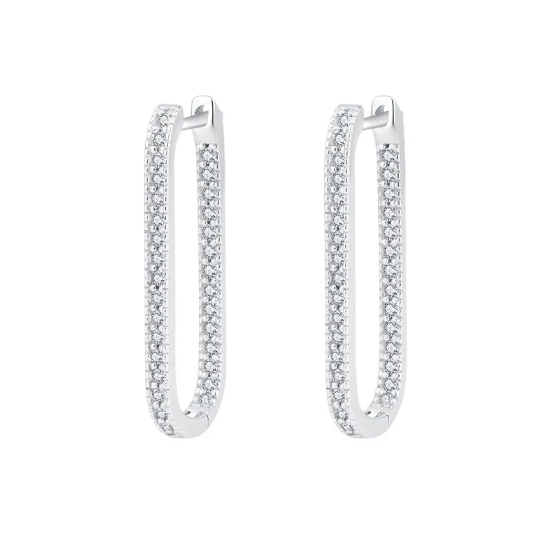 Zirconia U Shape Hoop Earrings 60200060