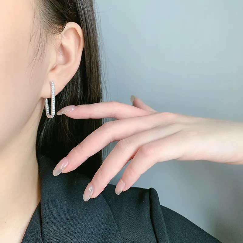 Zirconia U Shape Hoop Earrings 60200060 - image2