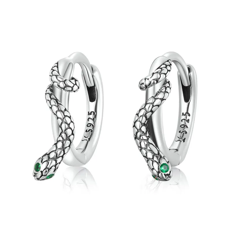 Vintage Snake Zirconia Hoop Earrings 60200062