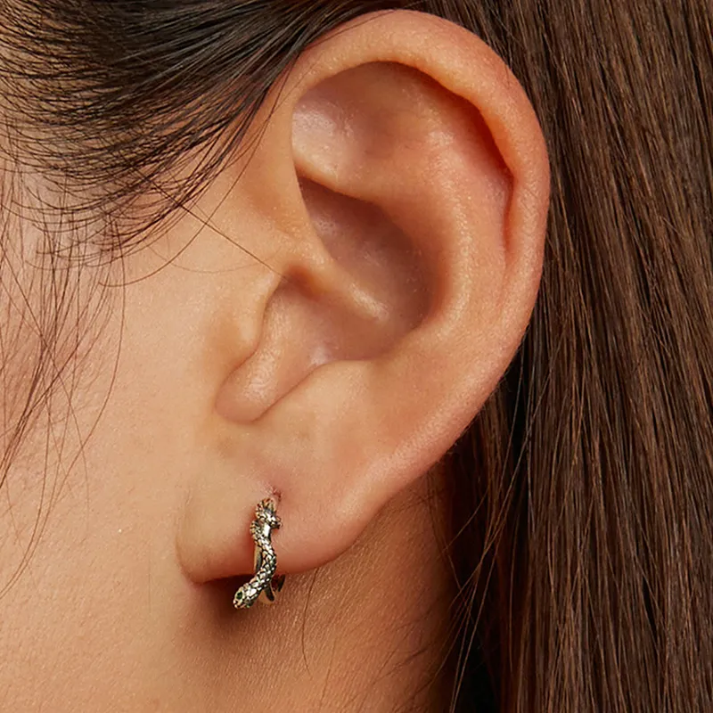 Vintage Snake Zirconia Hoop Earrings 60200062 - image2