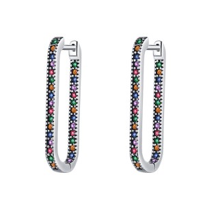 Rainbow Zirconia U Shape Hoop Earrings 6020002