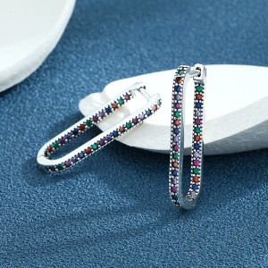 Rainbow Zirconia U Shape Hoop Earrings 6020002