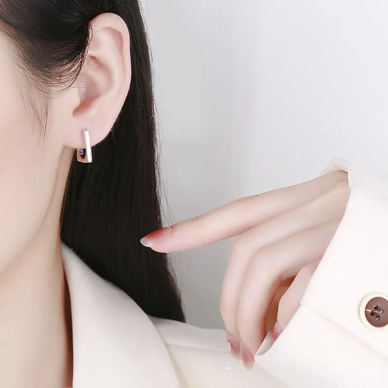 Rainbow Zirconia Rectangle Hoop Earrings 6020063 - image2