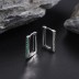 Green Zirconia Rectangle Hoop Earrings 6020064