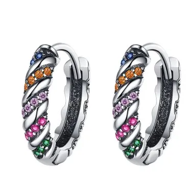 Vintage Rainbow Zirconia Hoop Earrings 60200067