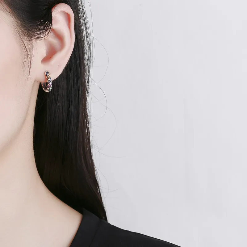 Vintage Rainbow Zirconia Hoop Earrings 60200067 - image2