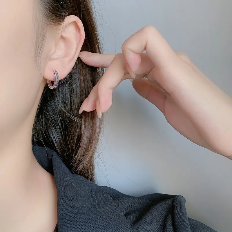 Full Rainbow Zirconia Hoop Earrings 60200068 - image2