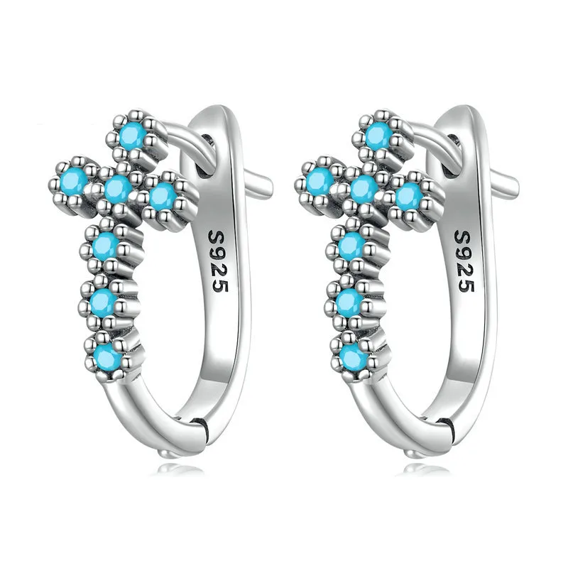 Vintage Turquoise Cross Hoop Earrings 60200069