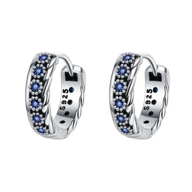 Vintage Blue Zirconia Flower Hoop Earrings 60200071