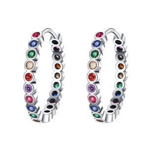 Rainbow Bubble Zirconia Hoop Earrings 60200072