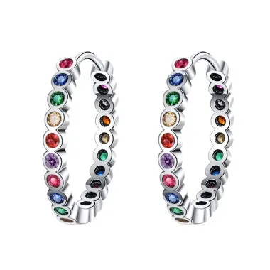 Rainbow Bubble Zirconia Hoop Earrings 60200072