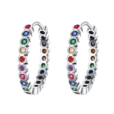 Rainbow Bubble Zirconia Hoop Earrings 60200072