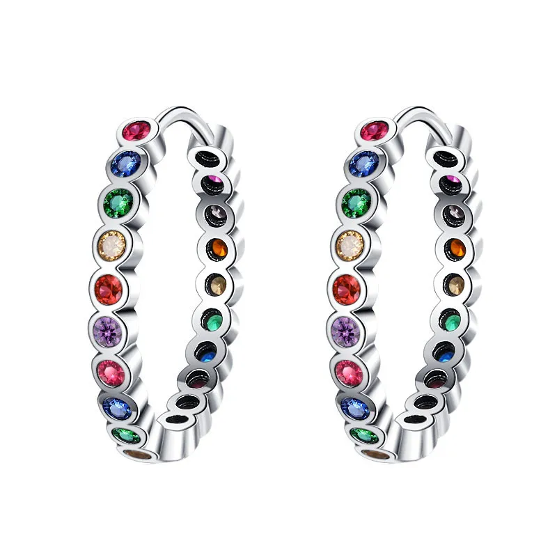 Rainbow Bubble Zirconia Hoop Earrings 60200072