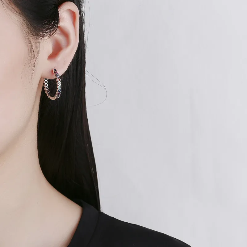Rainbow Bubble Zirconia Hoop Earrings 60200072 - image2