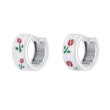 Enamel Tulip Hoop Earrings 60200073