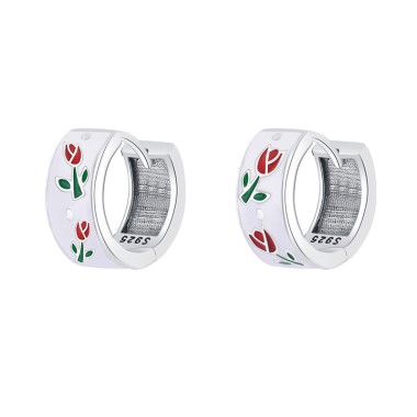 Enamel Tulip Hoop Earrings 60200073