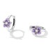 Violet Enamel Flower Zirconia Hoop Earrings 60200076